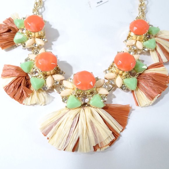 Lee X Lee Angel Raffia and Cabochon Necklace NWT - Picture 9 of 10